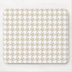 Beige Houndstooth Pattern Mouse Pad