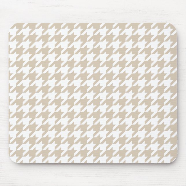 Beige Houndstooth Pattern Mouse Pad (Front)