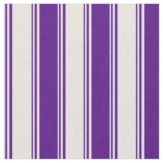 Beige & Indigo Lines/Stripes Pattern Fabric (Close Up)