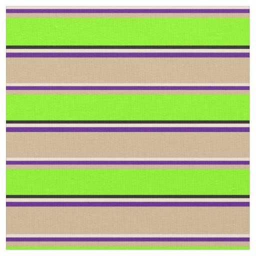 Beige, Indigo, Tan, Chartreuse, and Black Pattern Fabric