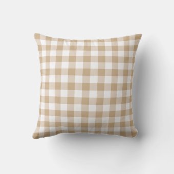 Beige Intenso Small Gingham Throw Pillow | Zazzle