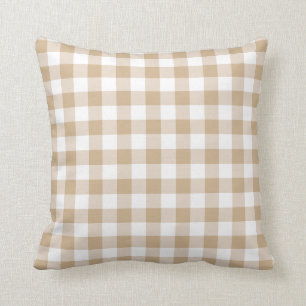 Beige Intenso Small Gingham Throw Pillow