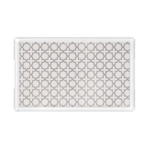 Beige Islamic Geometric Pattern Acrylic Tray