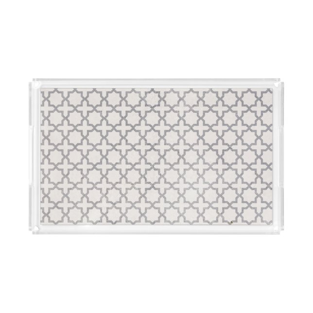 Beige Islamic Geometric Pattern Acrylic Tray (Front)