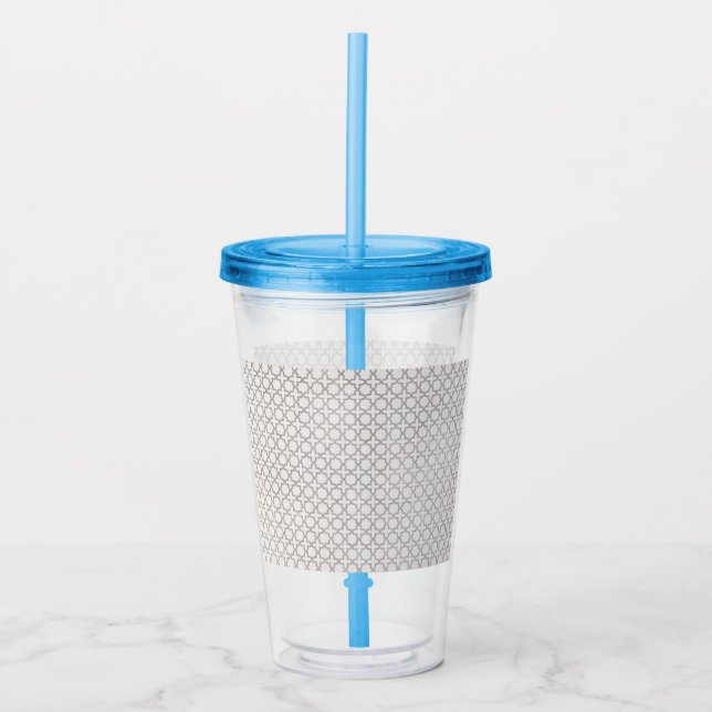 Beige Islamic geometric pattern Acrylic Tumbler (Front)