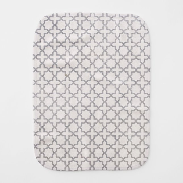 Beige Islamic geometric pattern Baby Burp Cloth (Front)