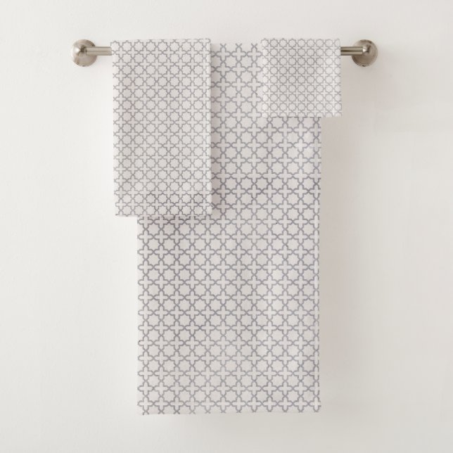 Beige Islamic geometric pattern Bath Towel Set (Insitu)