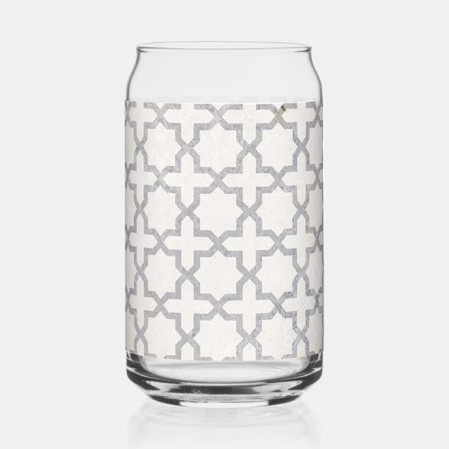 Beige Islamic geometric pattern Can Glass (Front)