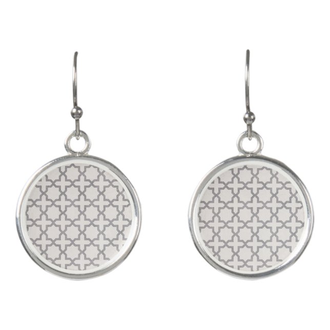 Beige Islamic geometric pattern Earrings (Front)
