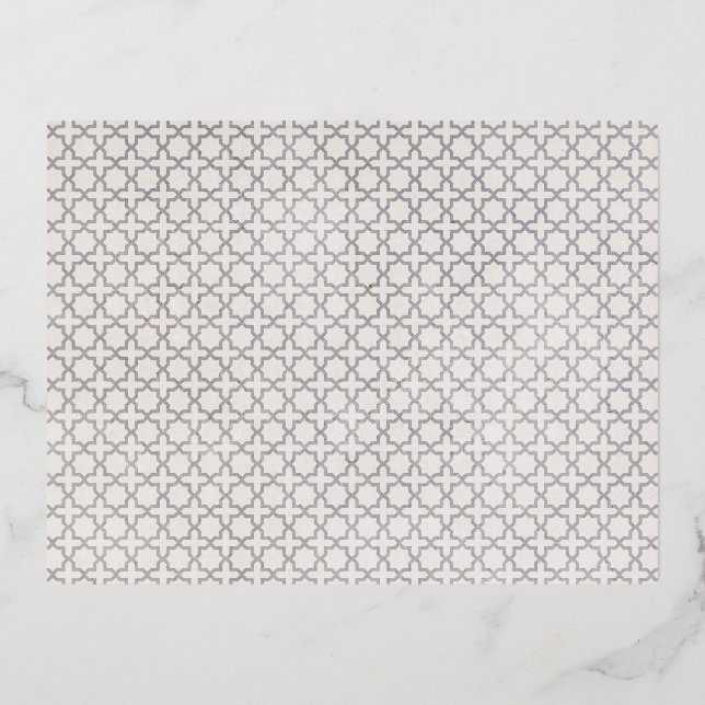 Beige Islamic geometric pattern Foil Invitation Postcard (Front)