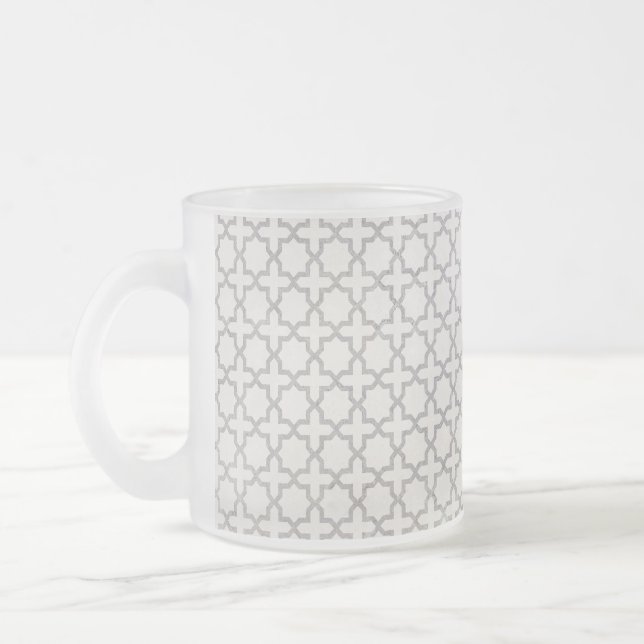 Beige Islamic geometric pattern Frosted Glass Coffee Mug (Left)