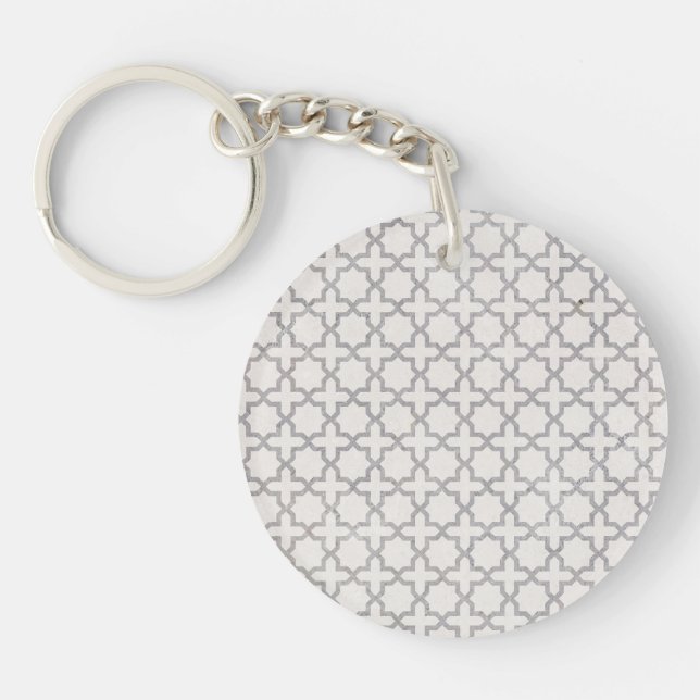 Beige Islamic geometric pattern Keychain (Front)
