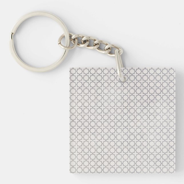 Beige Islamic geometric pattern Keychain (Front)
