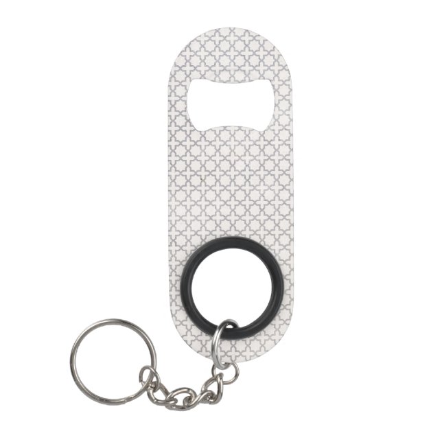 Beige Islamic geometric pattern Keychain Bottle Opener (Front)