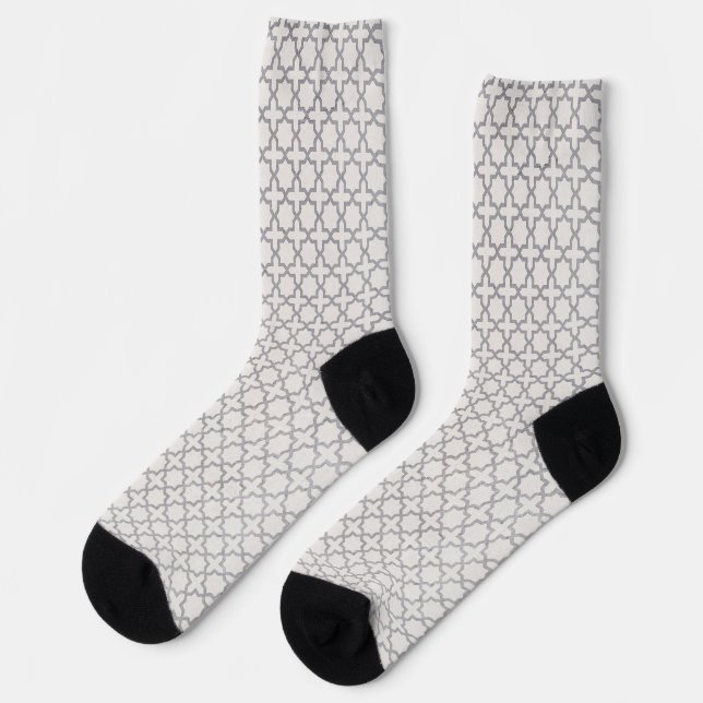Beige Islamic geometric pattern Socks (Left)