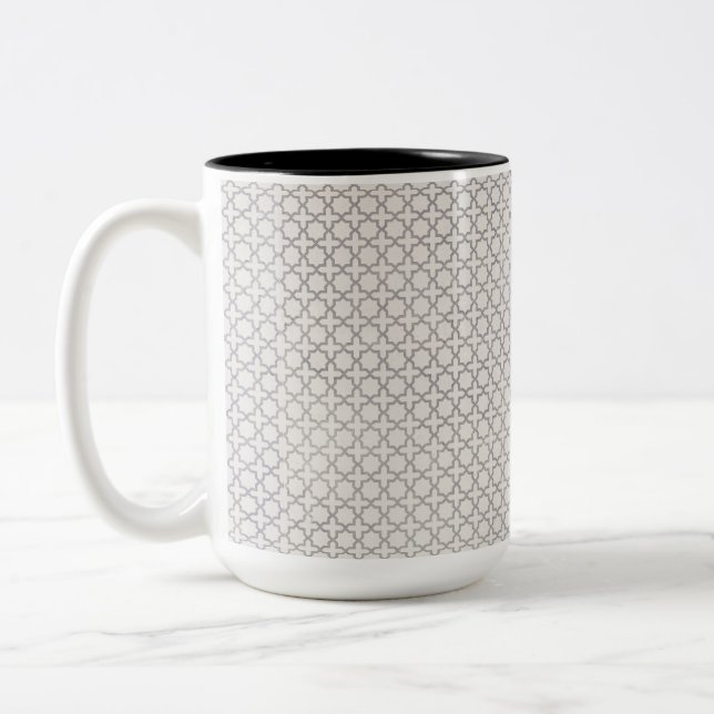 Beige Islamic geometric pattern Two-Tone Coffee Mug (Left)