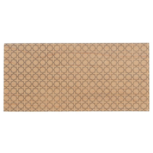 Beige Islamic geometric pattern Wood Flash Drive (Back)