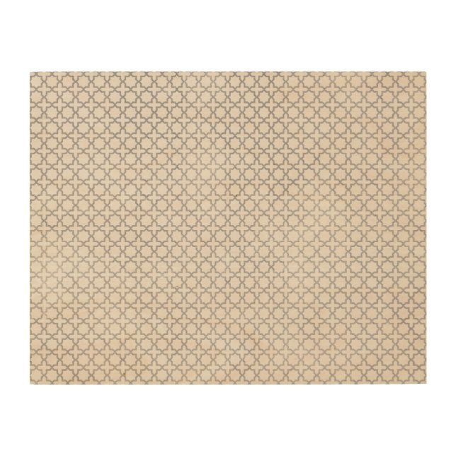 Beige Islamic geometric pattern Wood Wall Art (Front)