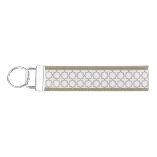 Beige Islamic geometric pattern Wrist Keychain