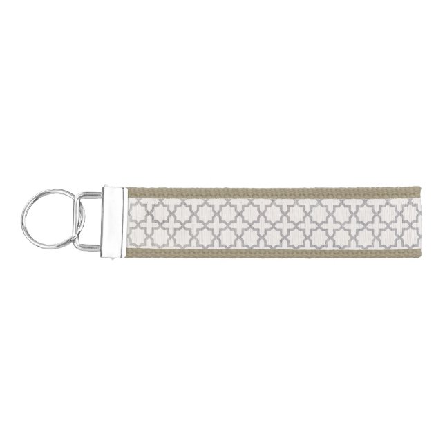 Beige Islamic geometric pattern Wrist Keychain (Keys on Left)