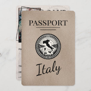Beige Italy Passport Save The Date