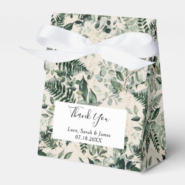 Beige Ivory Botanic foliage Wedding  Favor Boxes (Front Side)