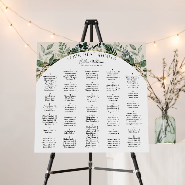 Beige Ivory Greenery arch wedding seating chart Foam Board (In Situ (Stand))
