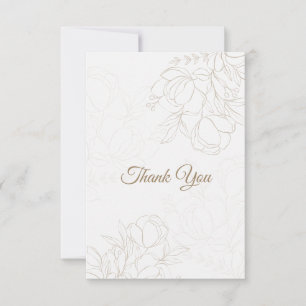 Beige Ivory Vintage Elegant Floral Thank You Card