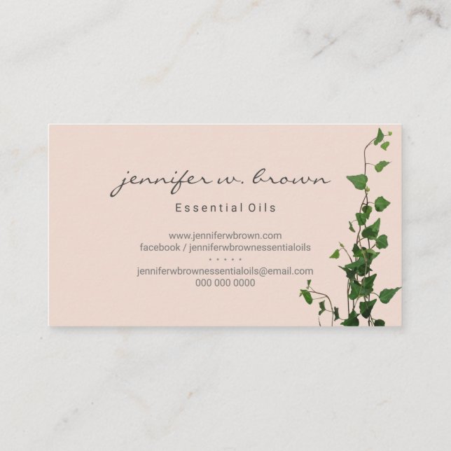 Beige Ivy Plant Green Leaf Business Card (Back)