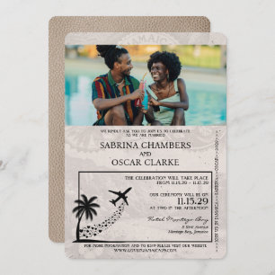 Beige Jamaica Passport Wedding Invitation