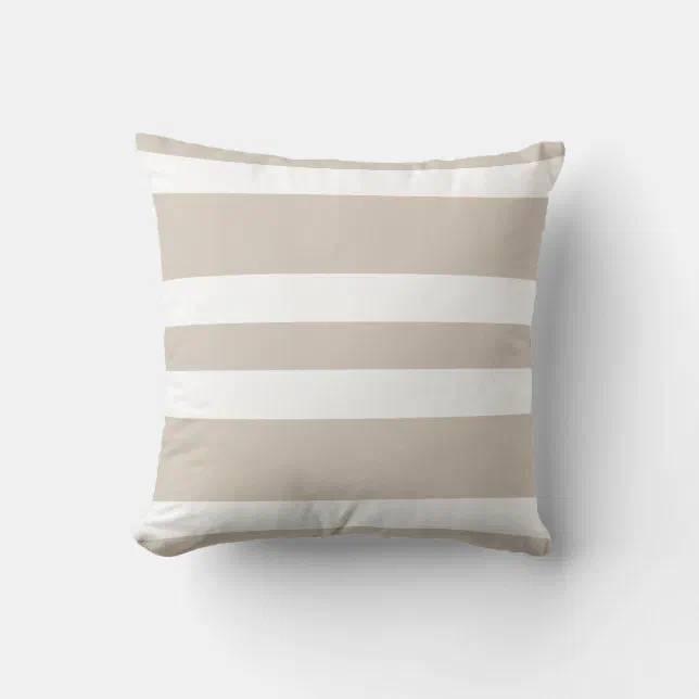 Beige Khaki & White Stripe Couch Pillow Gift Zazzle