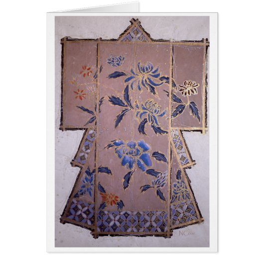 Beige Kimono with Blue Flowers Cards (Front)