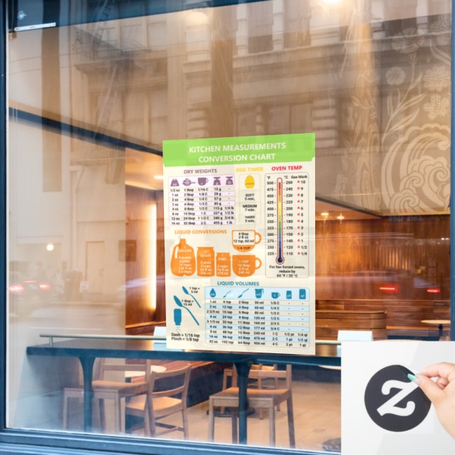 Beige Kitchen Cooking Measurements Conversion Bake Window Cling (Cafe Window)