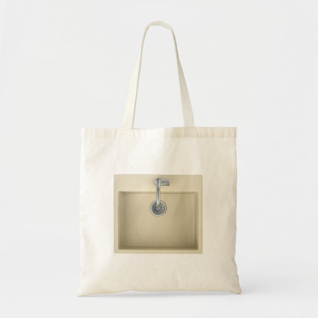 Beige kitchen sink and faucet tote bag (Front)