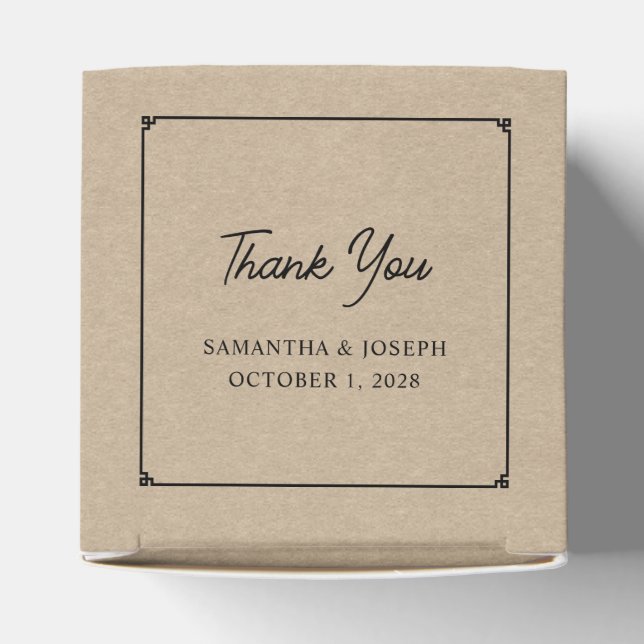 Beige Kraft Greek Key Border Wedding Thank You Favor Boxes (Top)