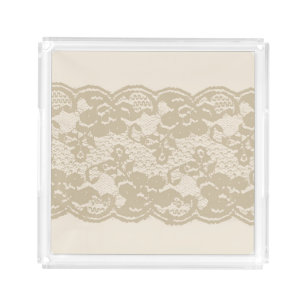 Beige lace acrylic tray