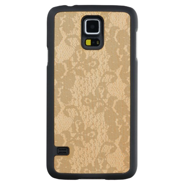 Beige lace carved maple galaxy s5 slim case (Back)