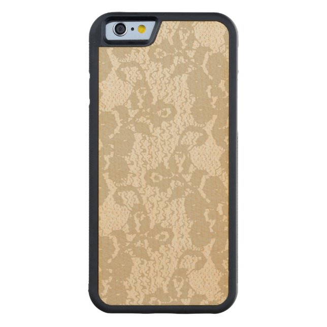 Beige lace carved wood iPhone case (Back)