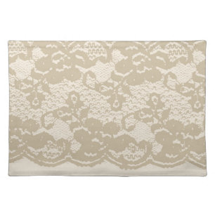 Beige lace cloth placemat