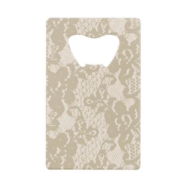 Beige lace credit card bottle opener (Front)