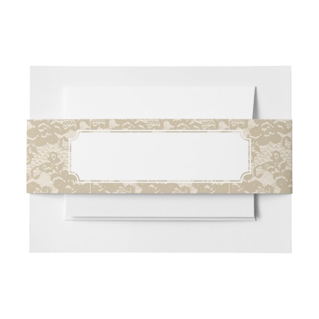 Beige lace invitation belly band (Front Example)