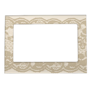 Beige lace magnetic picture frame