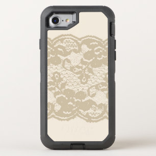 Beige lace OtterBox defender iPhone SE/8/7 case