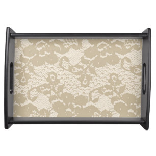 Beige lace serving tray