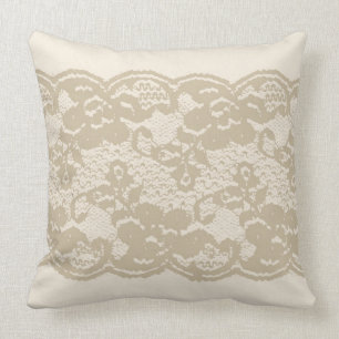 Beige lace throw pillow