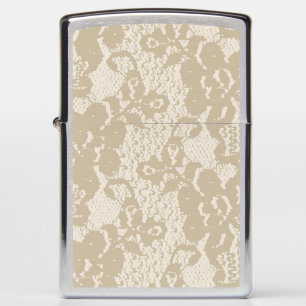 Beige lace zippo lighter