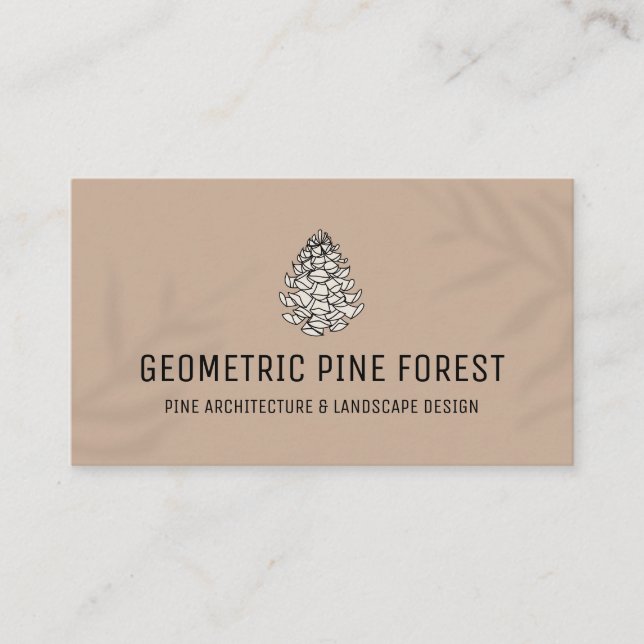 Beige Leaf Brown Forest Tree Rustic Pine Cone Business Card (Front)