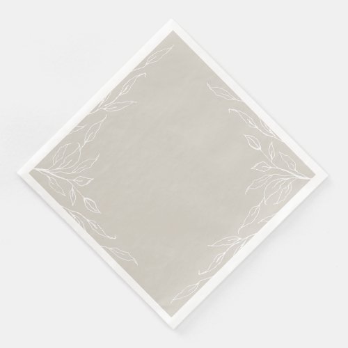 Beige Leaf Motif Thanksgiving Party Paper Dinner Napkins