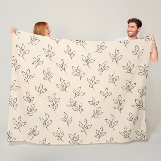 Beige Leaf Throw Blanket