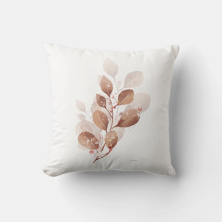 Beige Leaf Watercolor Modern Throw Pillow Cover 